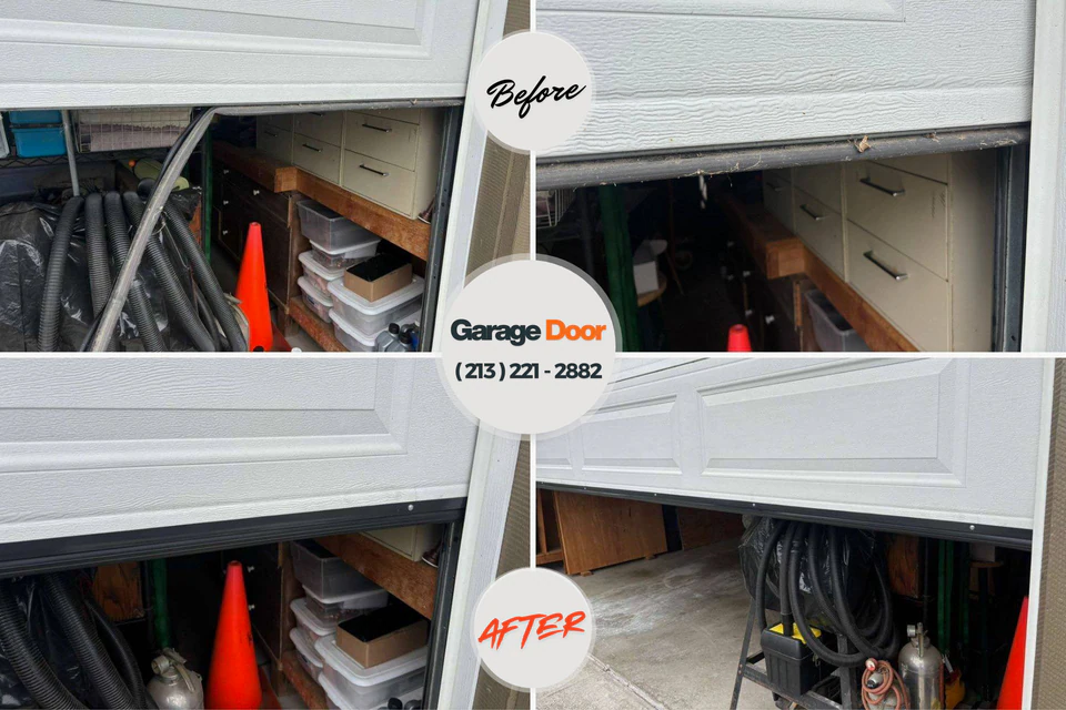 Before and after: garage door repair Leakesville, MS